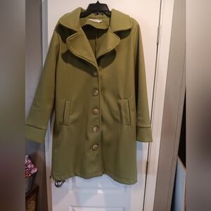 Green Coat MissLook winter wear Boho, Gypsy Mid Length
